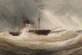 Charles Taylor, Jun. - A paddle steamer in a squall