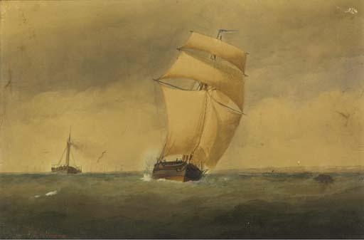 Charles Taylor, Jun. - A sailing trader and paddle tug running down Channel