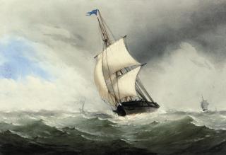 Charles Taylor, Jun. - A trading brig in a stiff breeze