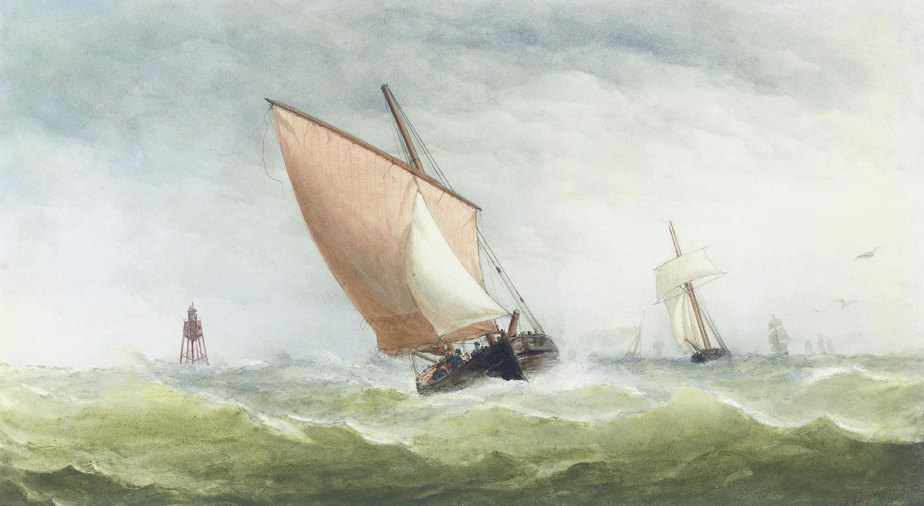Charles Taylor, Jun. - Shipping in a stiff breeze off a cardinal buoy (illustrated); and Running before the storm