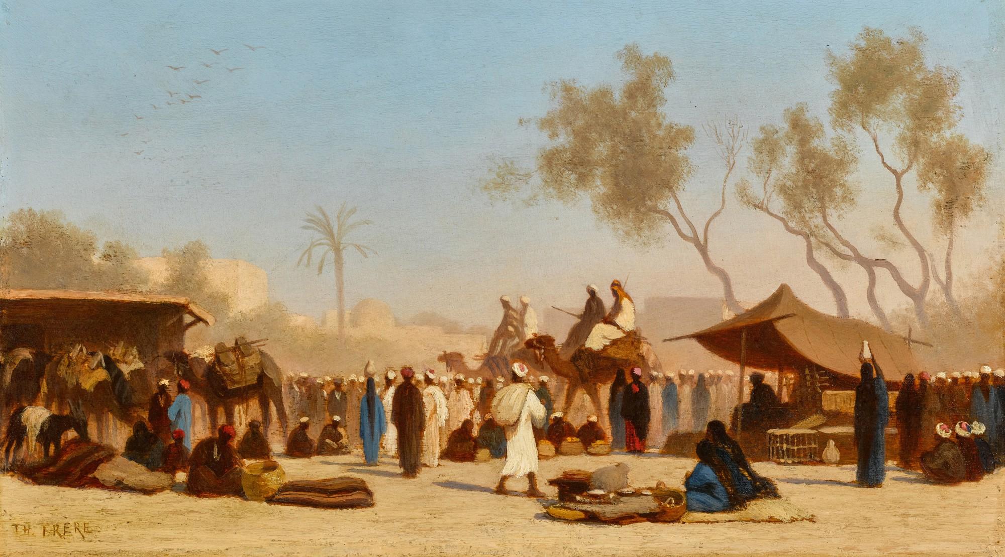 Charles Théodore Frère - Arrival of a Caravan outside Cairo