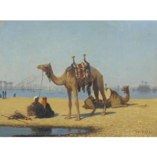 Charles-Théodore Frère - Camels By The Nile