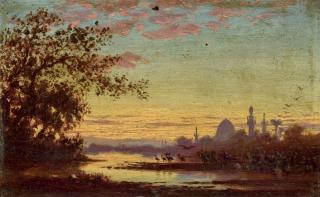 Charles Theodore Frere - Coucher de soleil à Siout, Haute Egypte