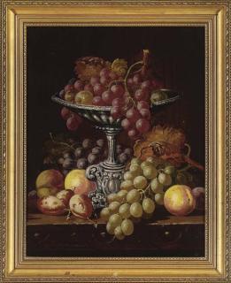 Charles Thomas Bale - Grapes, peaches and apricots on a table; and Dead game and fruit on a table