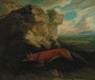 Charles Towne - A fox by a rocky outcrop, a hunt beyond