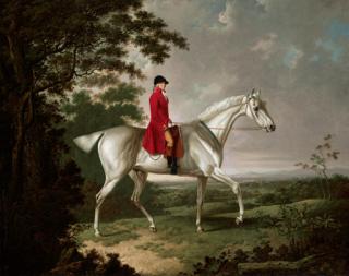 Charles Towne - A Gentleman on a Grey Horse riding in an Extensive Landscape