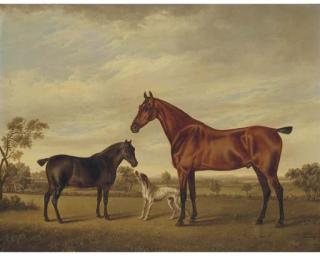 Charles Towne - A Horse And Foal With A Hound In A Landscape