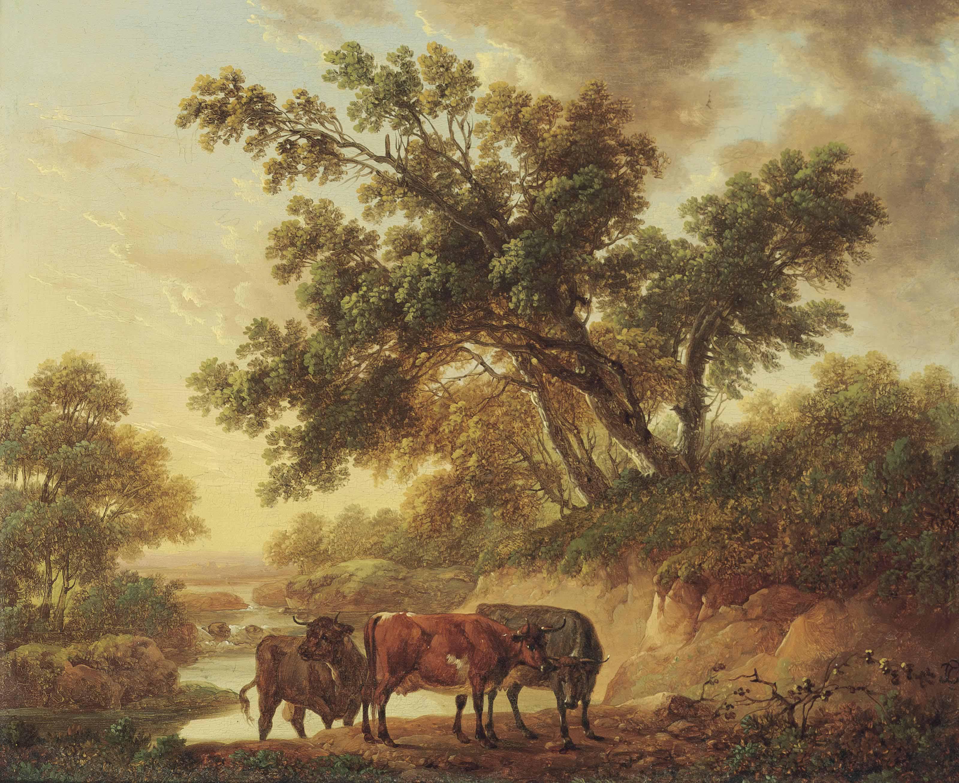 Charles Towne - Cattle By A River, Evening