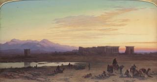 Charles Vacher - Bedouin encampment before the Temple of Hathor at Dendera, Egypt
