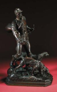 Charles Valton - A huntsman with two hounds