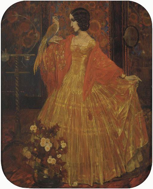 Charles van Belle - Jeune Fille Avec Un Perroquet