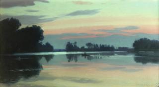 Charles-Victor Guilloux - Fisherman On A River At Dawn