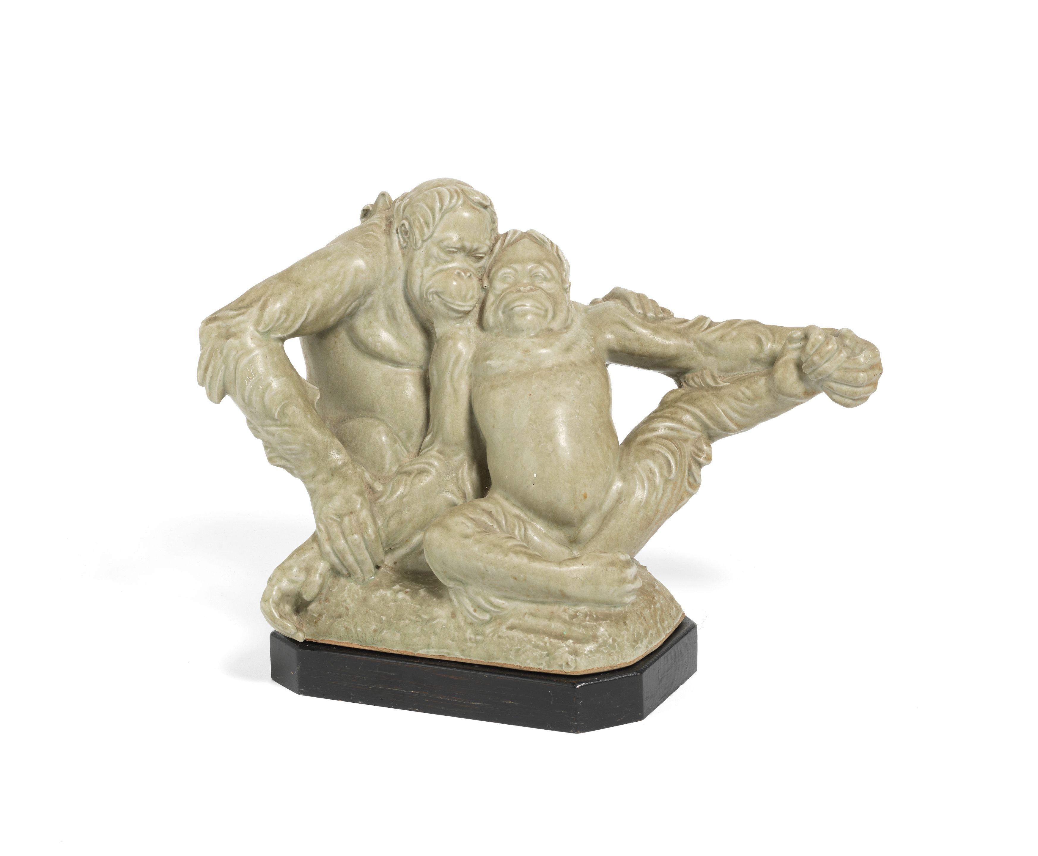 Charles Vyse - \'Orangs\' a Chelsea Pottery Group, introduced in 1935