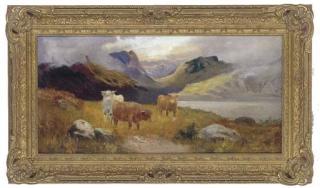 Charles W. Oswald - Highland cattle watering; and Highland cattle feeding