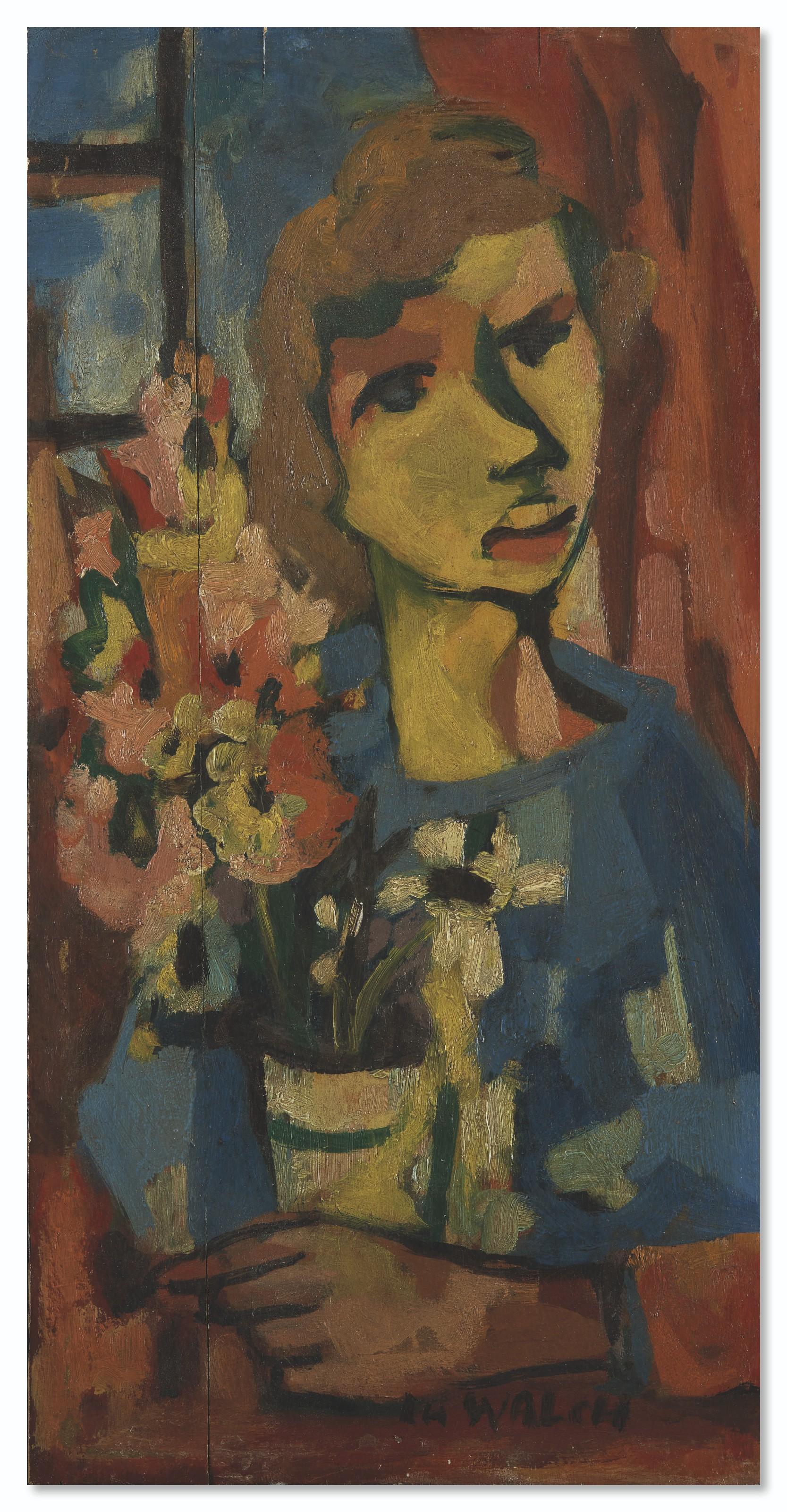 Charles Walch - Femme à la robe bleue