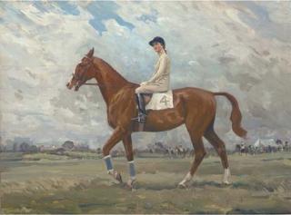 Charles Walter Simpson, R.I., R.O.I. - A chestnut hunter with a lady up
