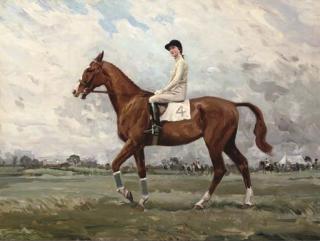 Charles Walter Simpson - Diana Carlos-Clark On A Chestnut Thorough-Bred, In An Extensive Landscape