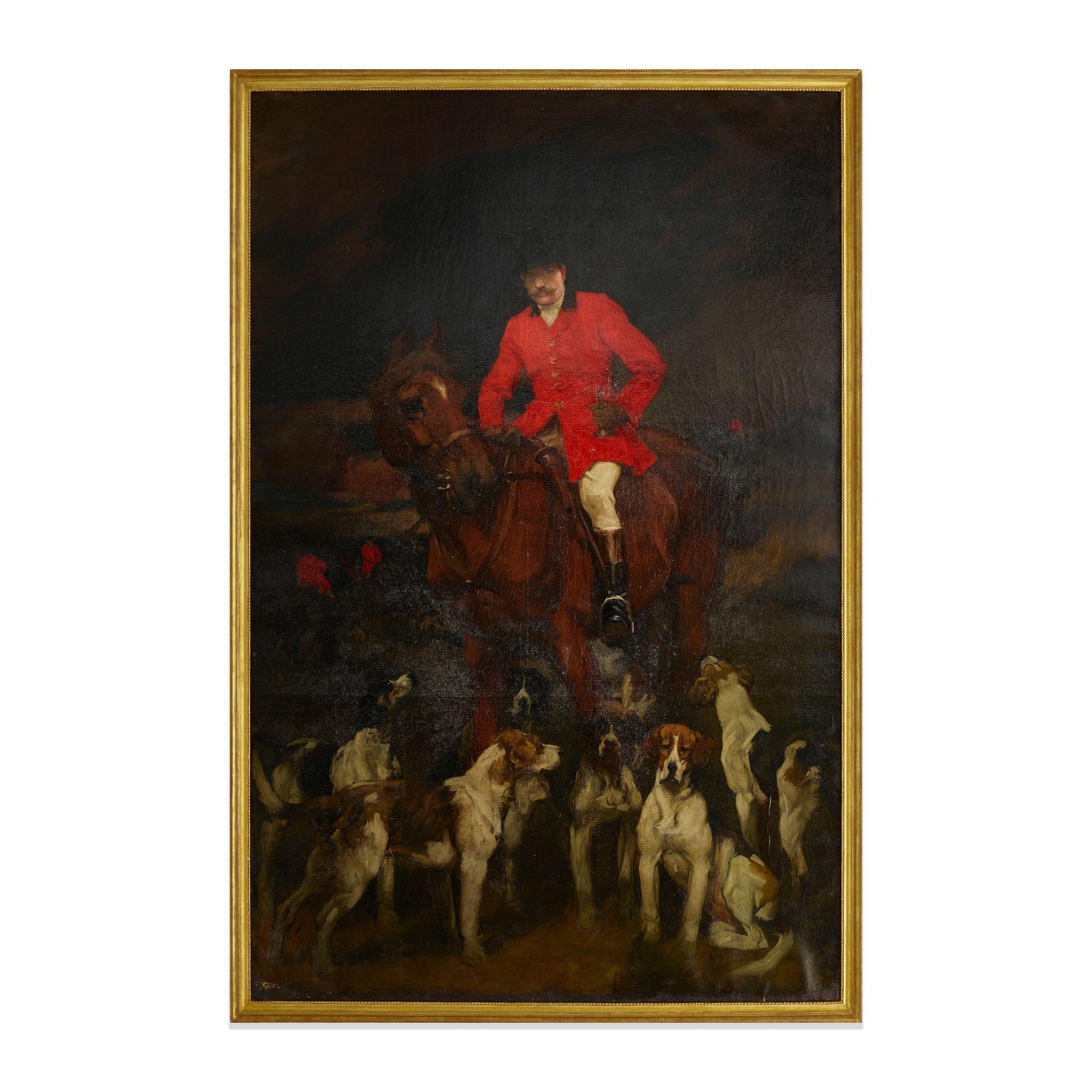 Charles Wellington Furse Ara - A portrait of Lord R. Alison Johnson on horseback with his hounds ready to set out 121 x 78in (307.3 x 198.1cm)