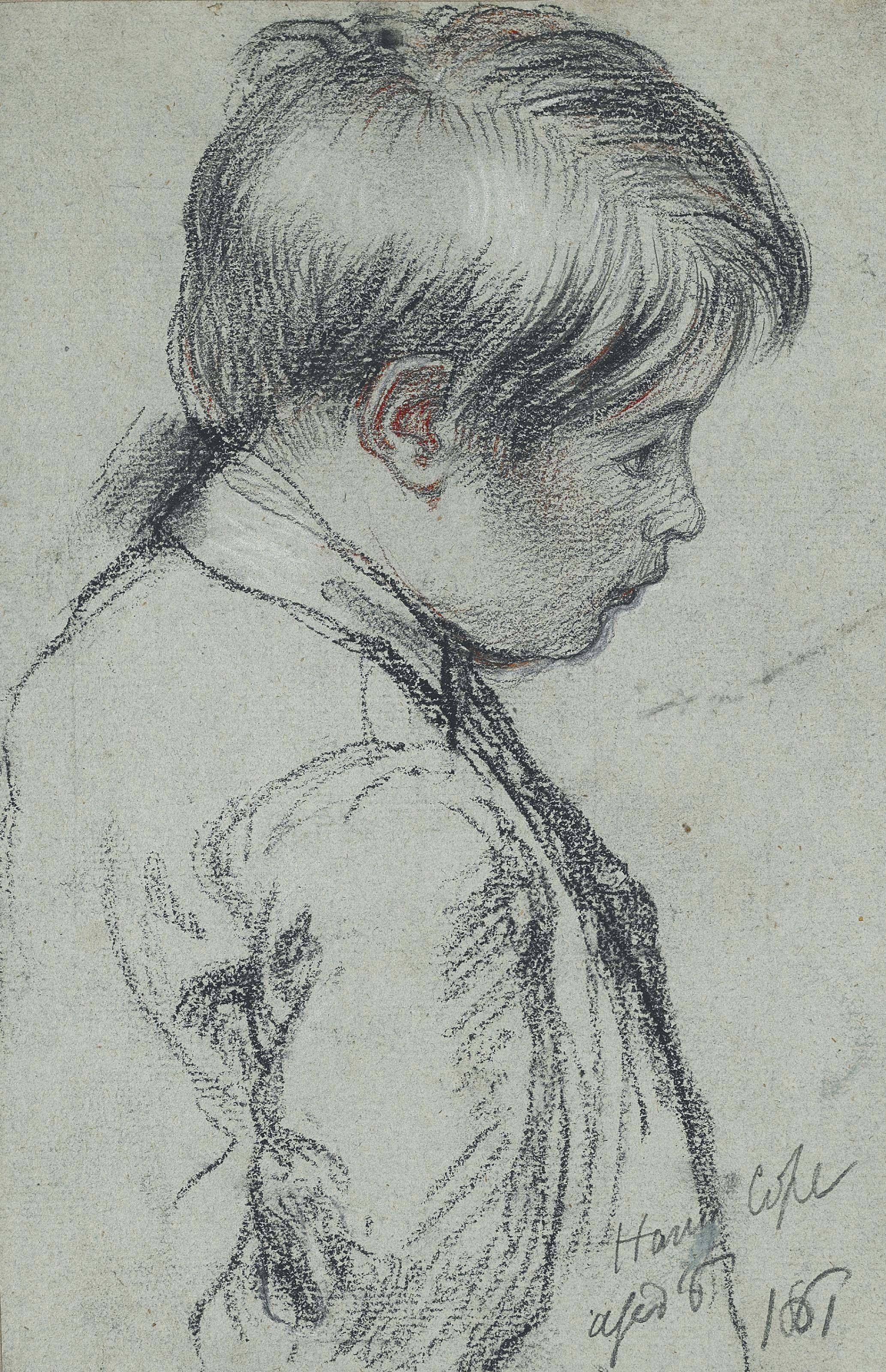 Charles West Cope, R.A. - Portrait of Harry Cope, the artist\'s son, bust-length