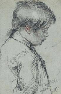 Charles West Cope, R.A. - Portrait of Harry Cope, the artist\'s son, bust-length