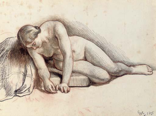 Charles West Cope, R.A. - Study of a female nude