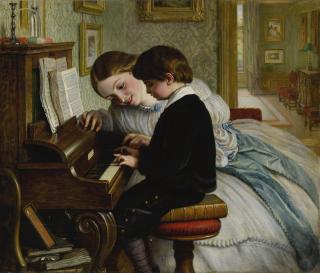 Charles West Cope, R.A. - The First Music Lesson