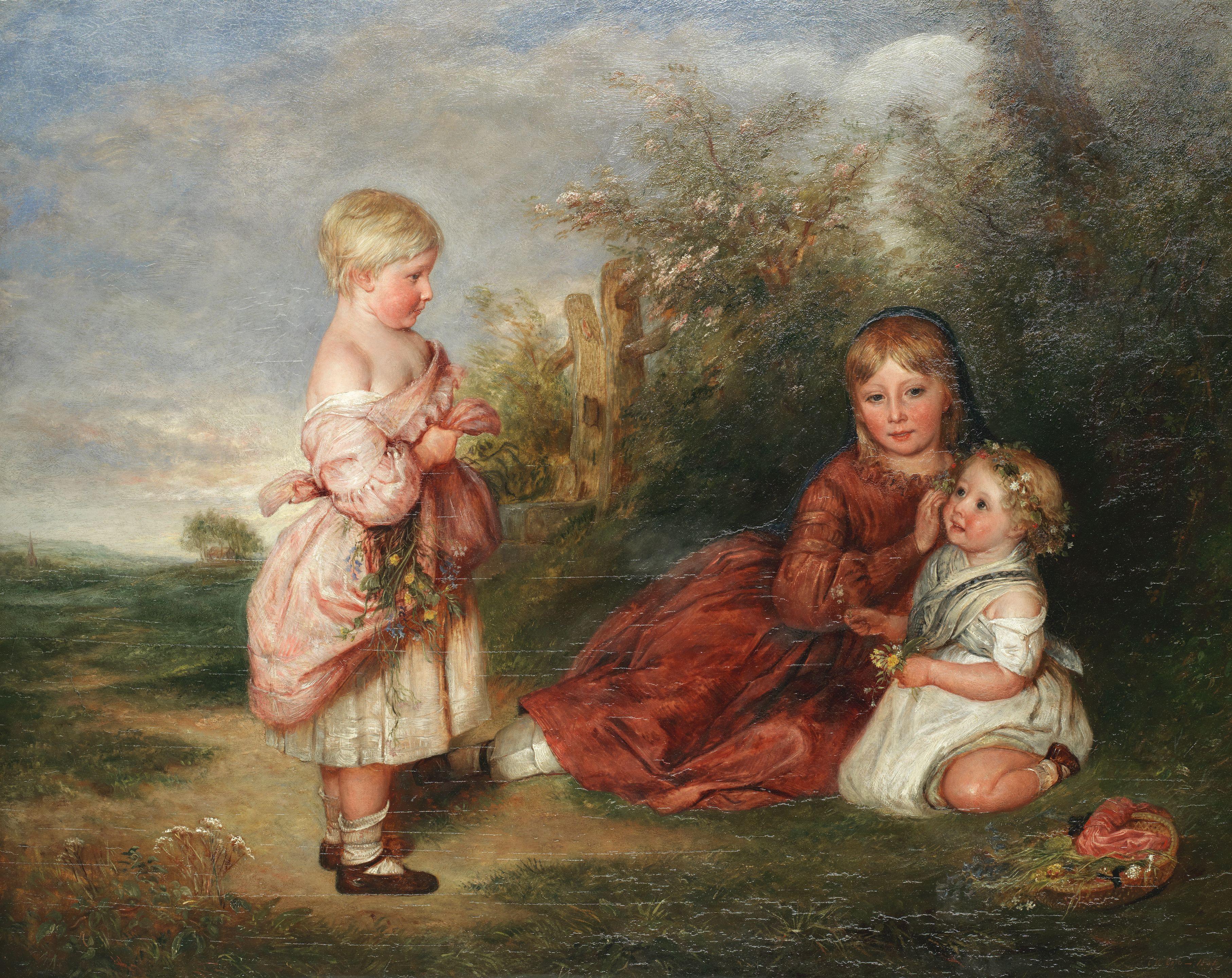 Charles West Cope - Portrait Of Margaret, May, And Emily Atkinson