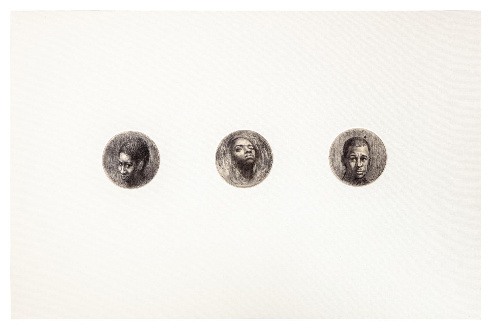 Charles White - Three Round Heads (Triptych)