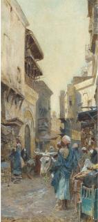 Charles Wilda - A Street Market, Cairo