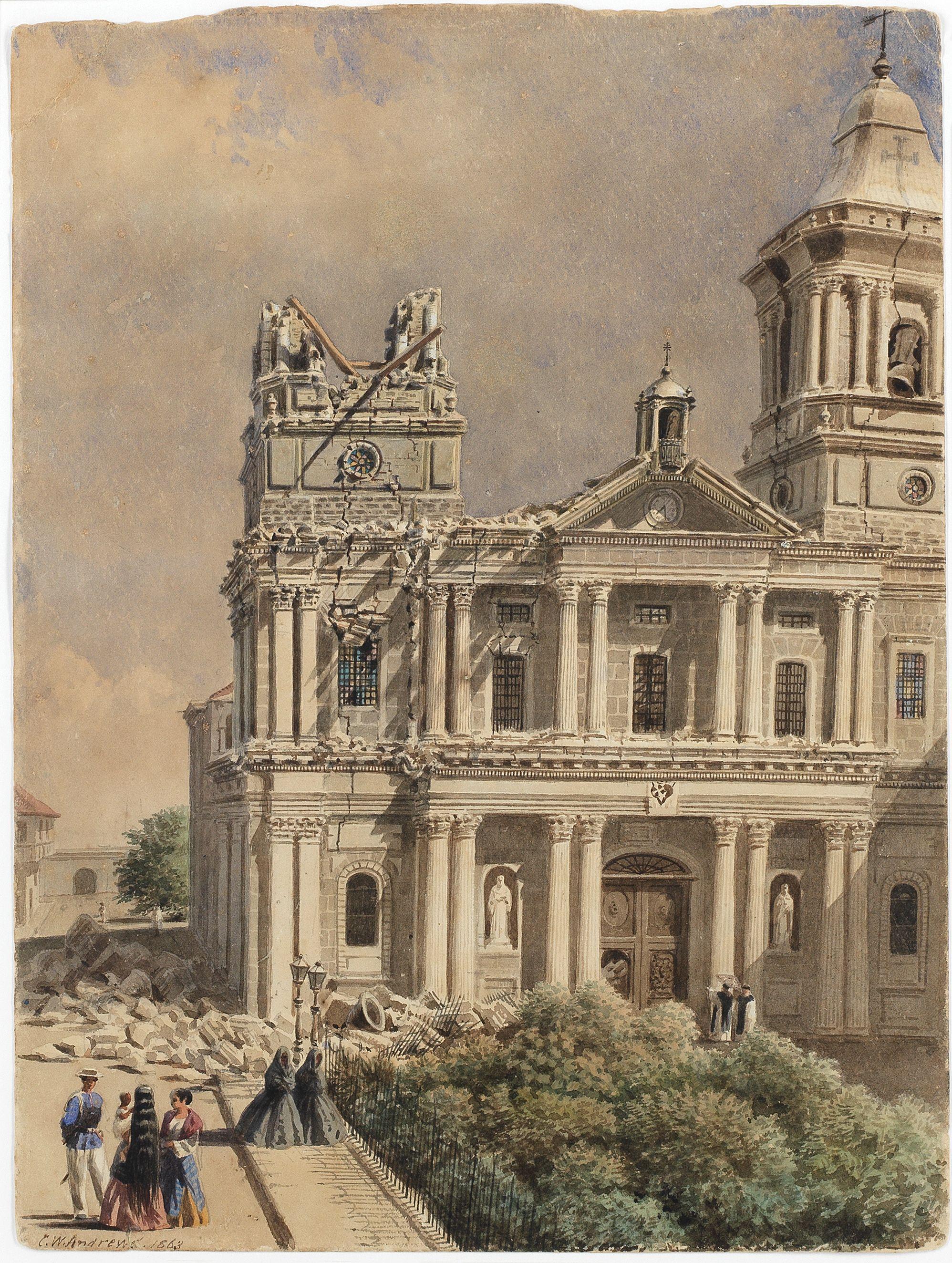 Charles William Andrews - Manila Cathedral after the 1863 earthquake, Philippines