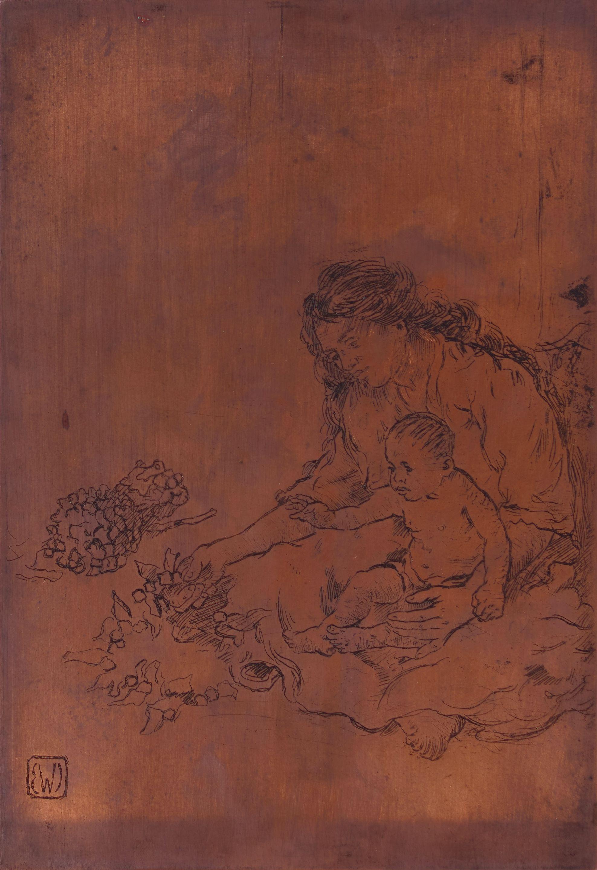 Charles William Bartlett - Hawaiian Mother and Child; The Diver Hawaii (double-sided)