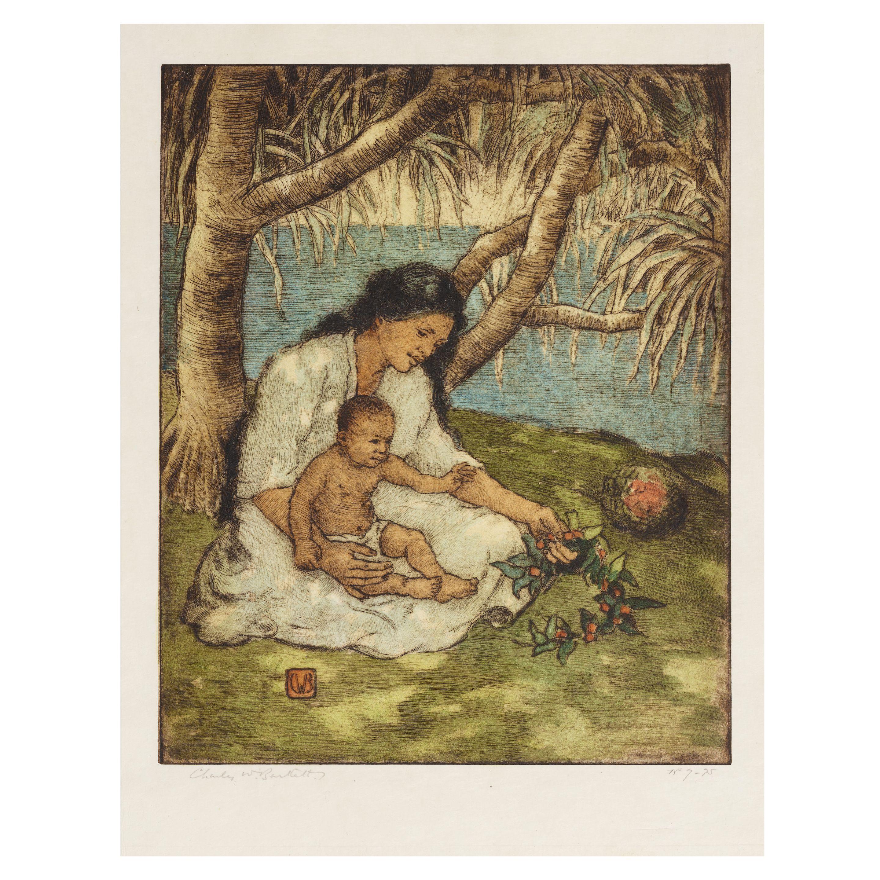 Charles William Bartlett - Hawaiian Mother and Child