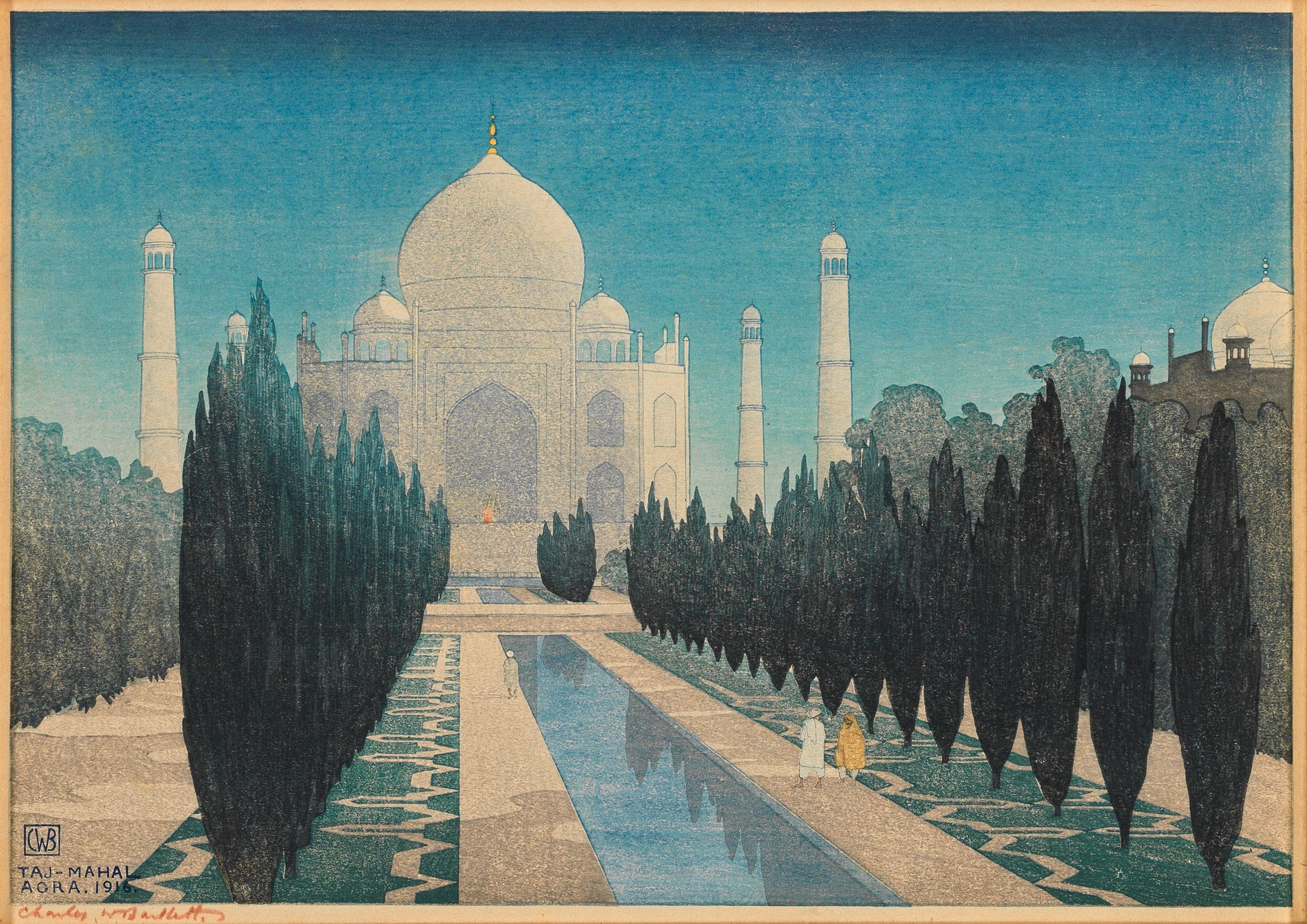 Charles William Bartlett - \'Taj-Mahal. Agra. 1916\' plate 26.6 x 38.1cm (10 1/2 x 15in) mounted but unframed