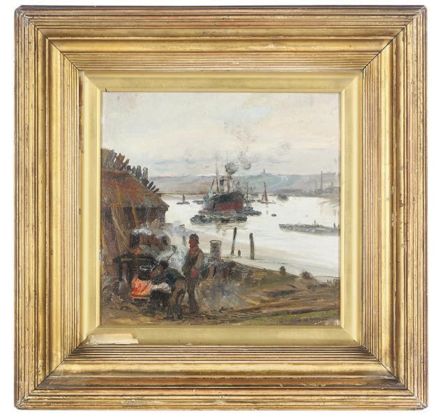 Charles William Wyllie, R.O.I. - Cooking in the dockyard