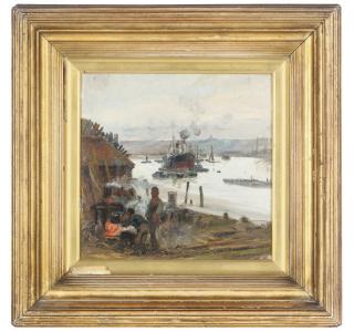 Charles William Wyllie, R.O.I. - Cooking in the dockyard