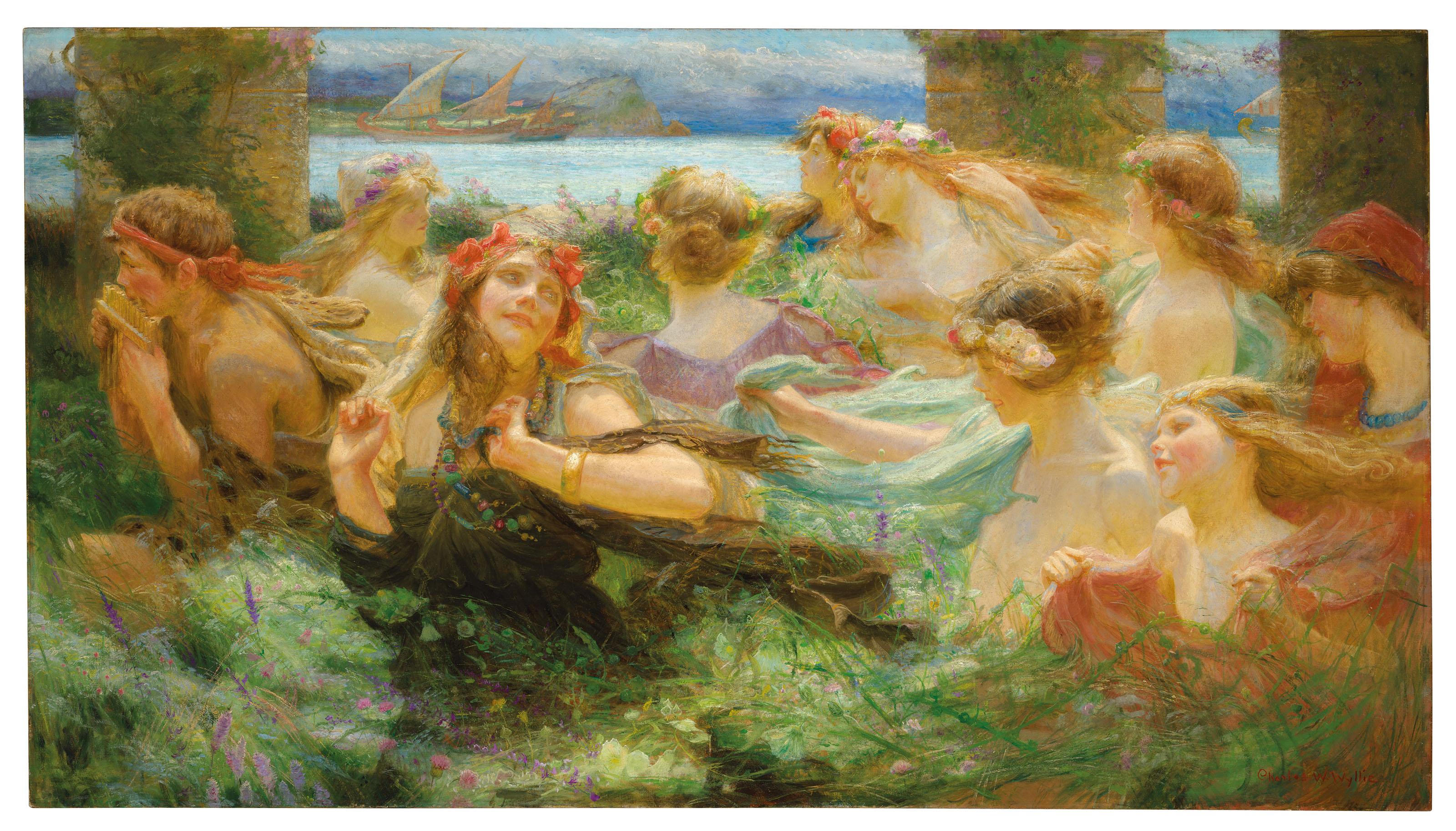 Charles William Wyllie, R.O.I. - On the way to the festival