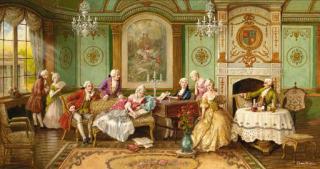 Charles Willis - Elegant company relaxing in a drawing room