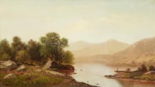 Charles Wilson Knapp - Fishing on a tranquil lake