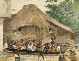 Charles Wirgman - Far East: A street in Manila during the flood