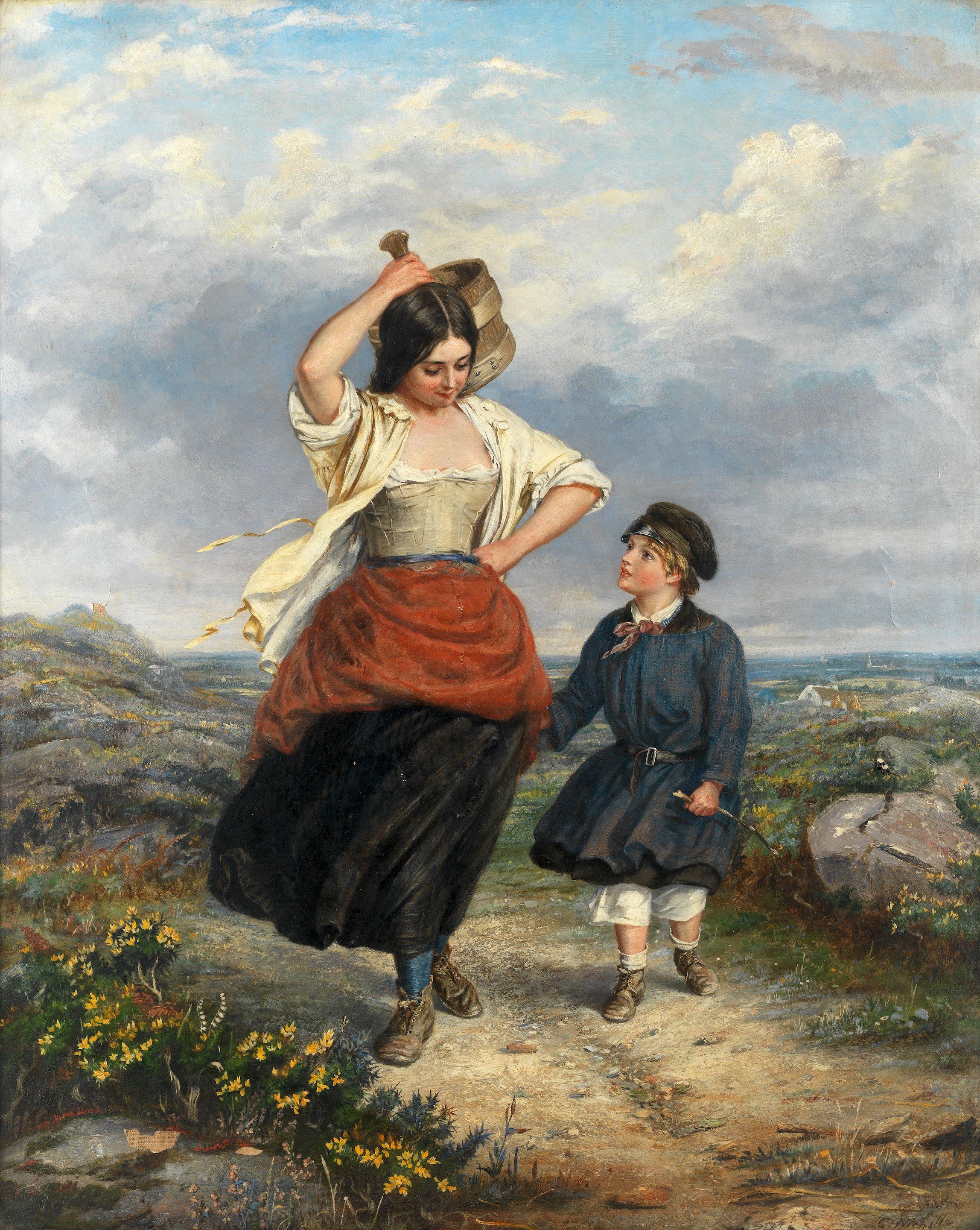 Charles Wynne Nicholls - Siblings on a rural road