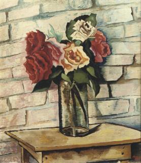 Charley Toorop - A Still Life With Roses In A Glass Vase