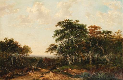 Charlotte Nasmyth - A wooded landscape with travellers on a path