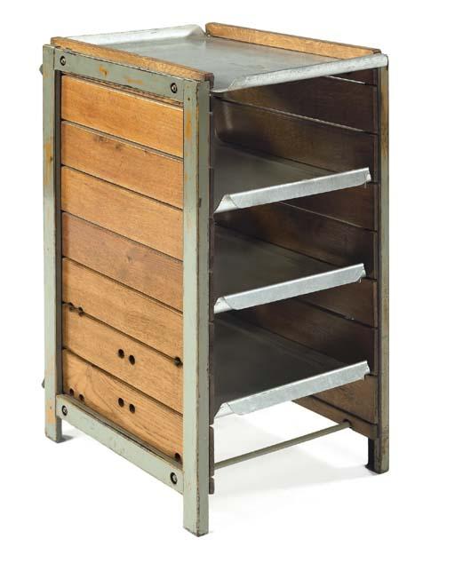 Charlotte Perriand - A Painted Steel, Aluminum, And Oak Storage Unit, 1952