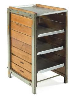 Charlotte Perriand - A Painted Steel, Aluminum, And Oak Storage Unit, 1952