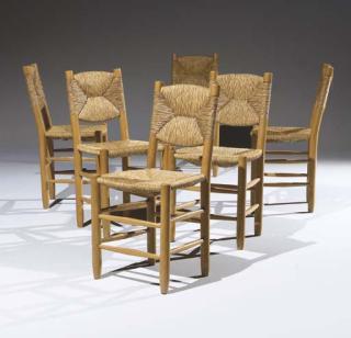 Charlotte Perriand - Suite de Six Chaises, Le Modele Cree En 1939