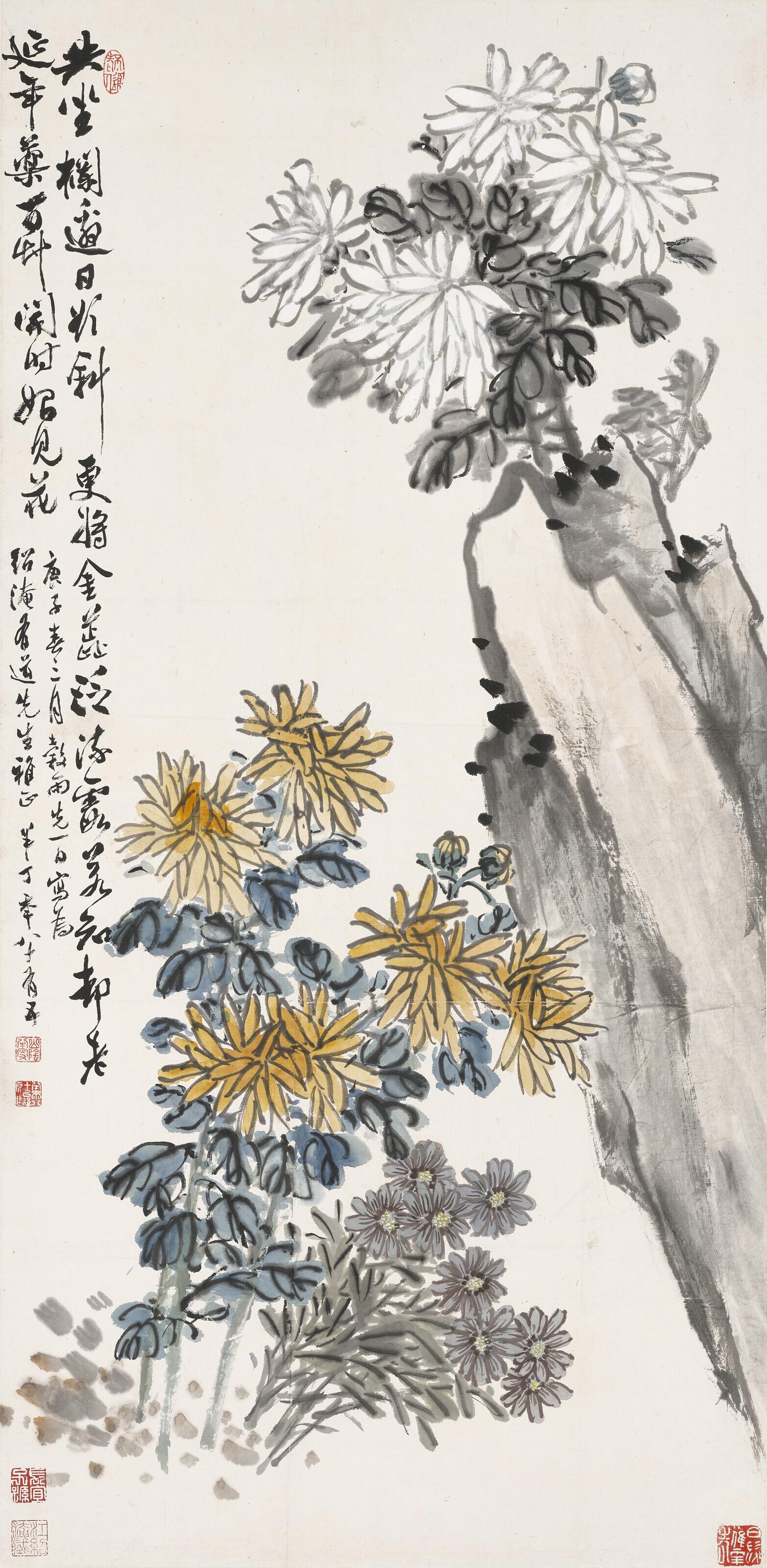 Chen Banding - Chrysanthemums and Rock