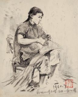 Chen Daqing - Sketch Figure：Weaving Woman