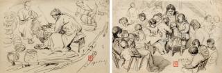 Chen Daqing - Sketch：Street Scene / Reunion