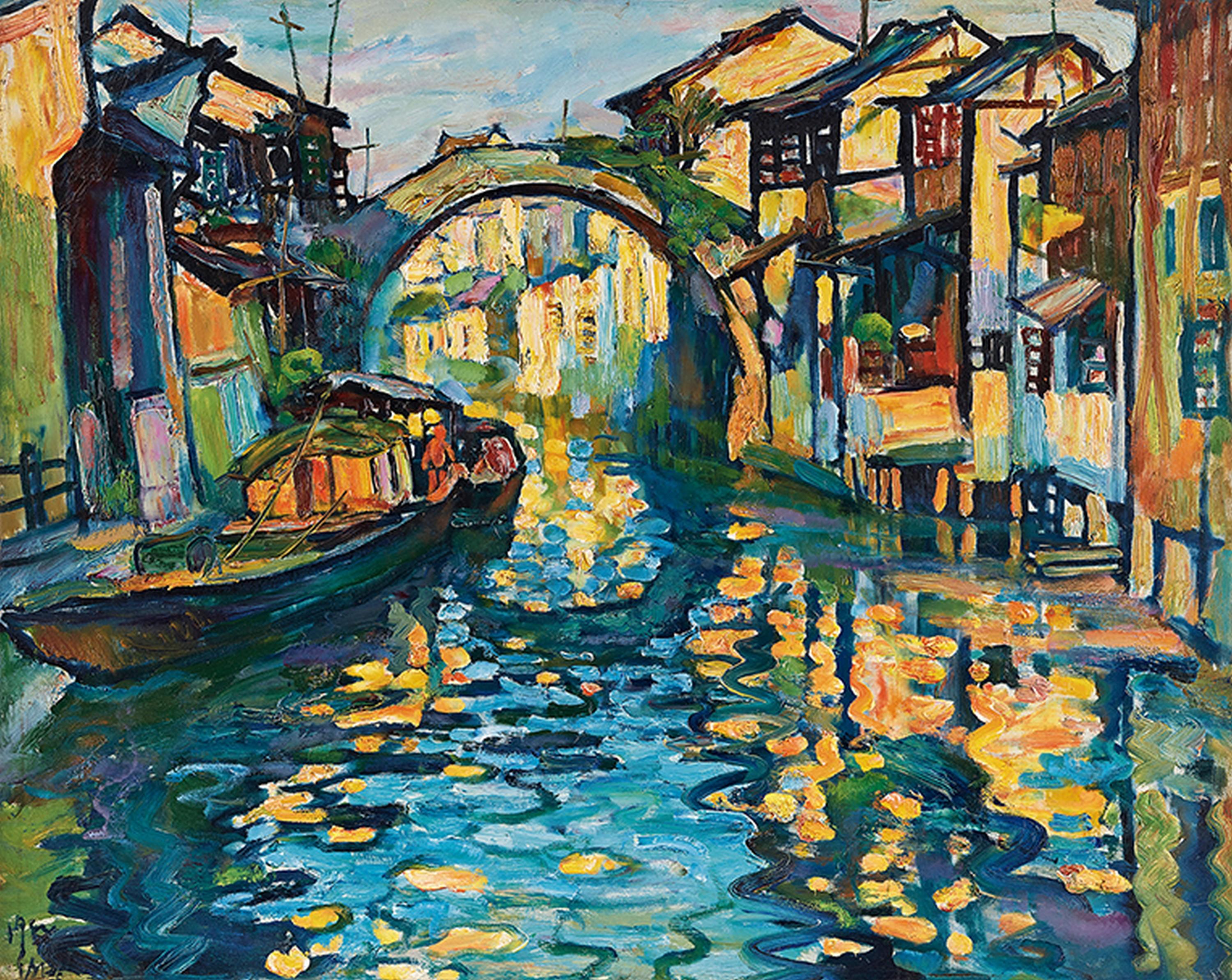 Chen Junde - Sunset On Riverboat(Painted In 1982)