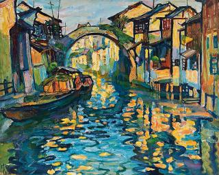 Chen Junde - Sunset On Riverboat(Painted In 1982)